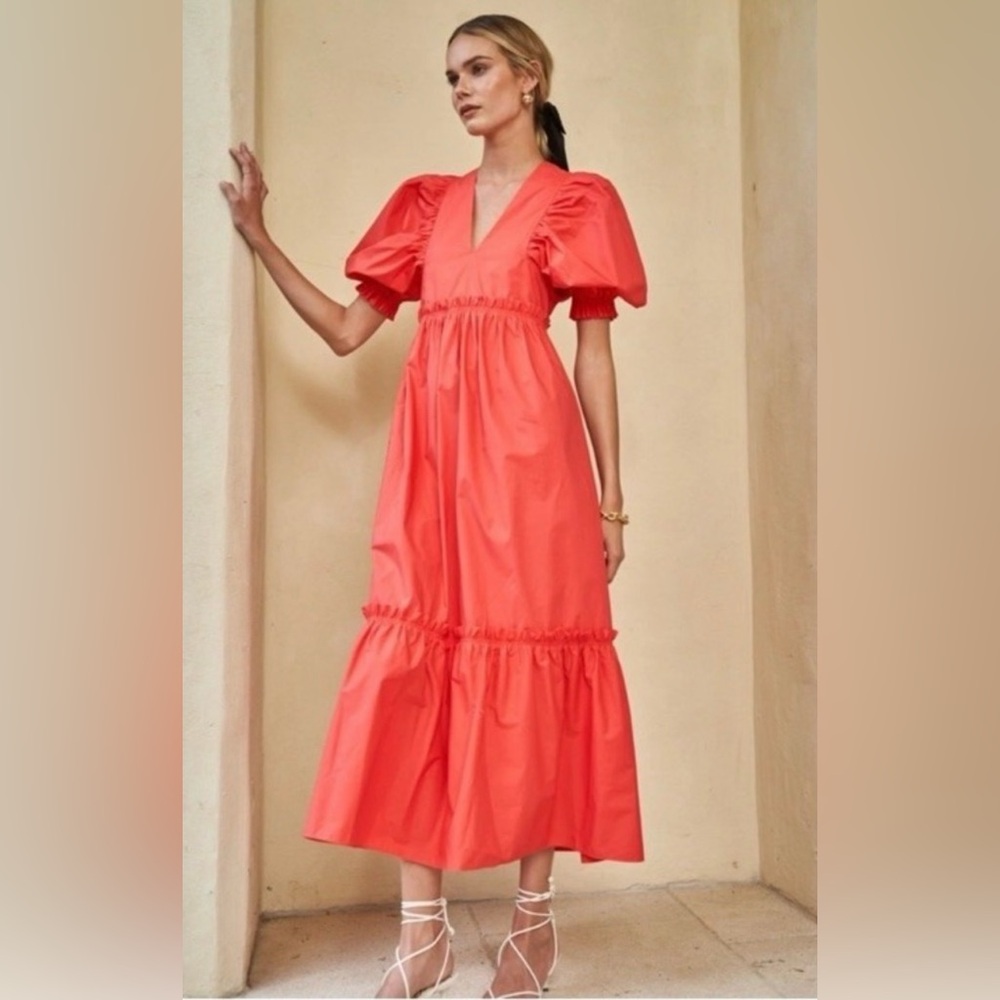 HUNTER BELL Vibrant Red Palmer Dress. EUC. Size Large.